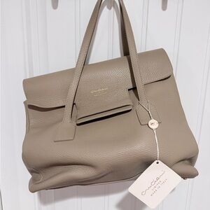 Cruciani Taupe Leather Satchel